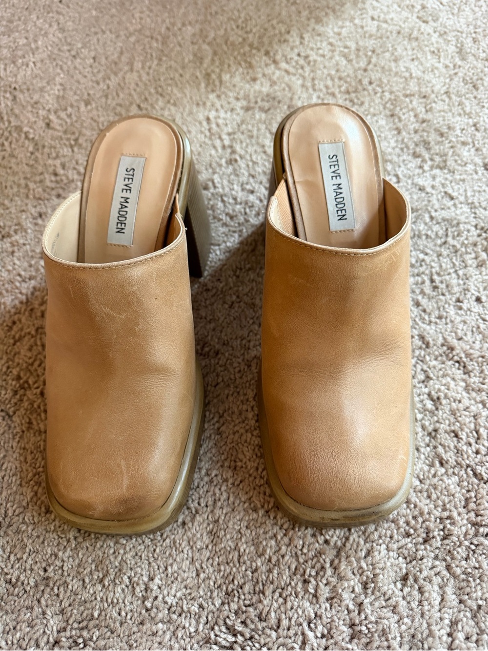 Steve Madden Tan Leather Mule Heels